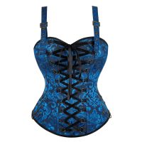 【LZ】▣♟  Espartilhos para mulheres Plus Size espartilho com alças Lace Up Vintage Jacquard Bustier Steampunk Corsetto Traje Gótico Vitoriano