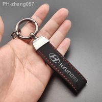 Car Logo Keychain Suede Leather Metal Buckle Key Chain Rings For Hyundai Santa Sonata Solaris Azera Creta Ix25 Tucson Elantra