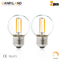 GANRILAND 2ชิ้น G40ไฟสาย LED 1W หลอดไฟของเอดิสันย้อนยุค E27 220V 110V สีขาวอบอุ่น2700K เปลี่ยน G40หลอดไส้7W หลอดไฟ LED