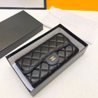 2023 New★ Long wallet 2022 womens new trendy sheepskin multi-layer belt card slot with gift box fashion versatile small fragrance wallet