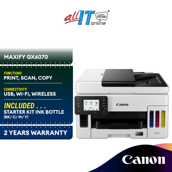 Canon Maxify Gx6070 Wireless Refillable Ink Tank Multifunction Printer Lazada 5301