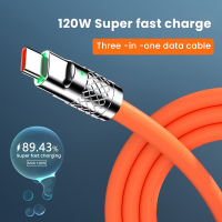 6A 120W 3 In 1 USB Fast Charger Cable สำหรับ 14 13 Type-C Micro USB Super สายชาร์จสำหรับ Samsung Xiaomi สายไฟ