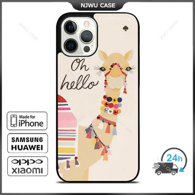 KateSpade 0150 Camel Oh Hello Phone Case for iPhone 14 Pro Max / iPhone 13 Pro Max / iPhone 12 Pro Max / XS Max / Samsung Galaxy Note 10 Plus / S22 Ultra / S21 Plus Anti-fall Protective Case Cover
