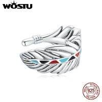 WOSTU 1 pcs 925 เงินสเตอร์ลิงหู Cuff คลิปเคลือบปีกที่มีสีสันคลิปบนต่างหูแฟชั่นผู้หญิงเครื่องประดับ CQE1114