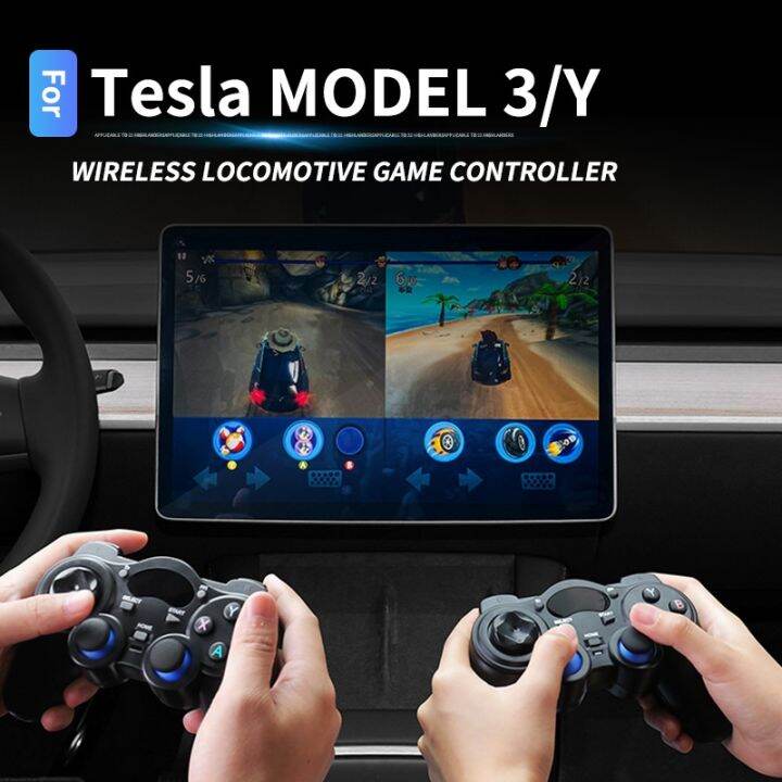 Car USB Wireless Handle Game Controller For TESLA Model Y Model 3 Blue