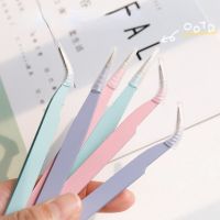 Stainless Colored Tweezers Straight Curved Picking Tool Nail Art Sticker Rhinestones Pointed Nipper Makeup Eyelash DIY Tweezer