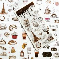 6 Sheets/Pack Cute Coffee Time Washi Sticker Adhesive Craft Stick Label Hand Account Decor Kids Gift Stationery Label Maker Tape