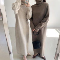 Thick Winter WomenS Dress  Fall Sweater Women Dress Long Sleeve Knitted Dresses Maxi Vintage Oversize Dresses Knitting