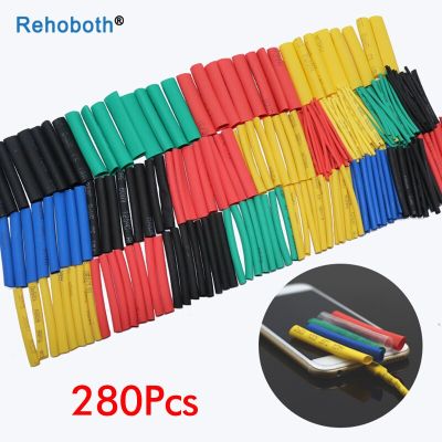 280 pcs 1 set 2:1 Heat Shrinkable Tubings Heat Shrink Tube Set Butt Connector Vinyl Wire Cable Insulated Sleeving Cable Management