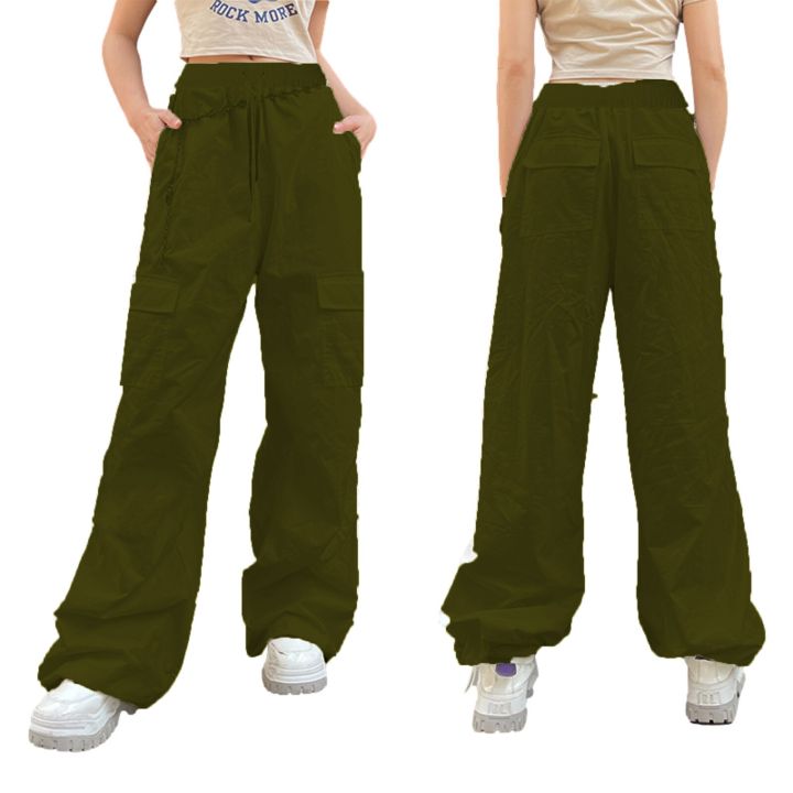 heziowyun-women-wide-leg-y2k-trousers-solid-color-drawstring-elastic-waist-baggy-long-pants-spring-fashion-wild-casual-slacks