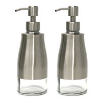 300ML Stainless Steel Soap Dispenser 2 Pack, Brushed Nickel Liquid Hand Soap Dispenser for Bathroom, Kitchen, Countertop