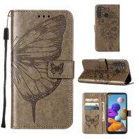 For Samsung Galaxy A21 Flip Magnetic PU Leather fashion Casing Classic Butterfly Flower Solid color Stand Wallet Cover