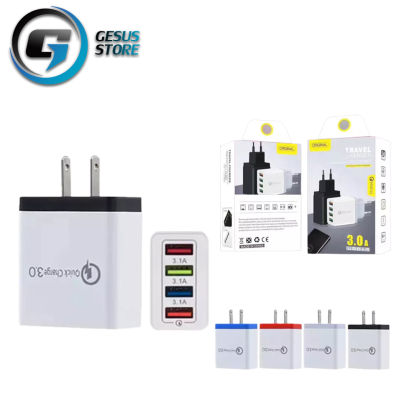 หัวชาร์จเร็ว อแดปเตอร์ชาร์จไฟ Quick charge QC 3.0 + PD ชาร์จได้ 4 พอร์ต หัวชาร์จไฟ หัวชาร์จ ค่า 30W-4USB+PD ของแท้ รับประกัน1ปี BY GESUS STORE