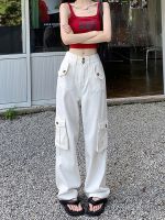 ♞✔ Heavy industry design overalls summer new super hot ins hot girl casual pants high waist straight wide leg trousers women