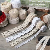 5Yards Vintage Cotton Lace Trim Ribbon 15mm White Beige Sewing Lace Fabric Ribbon Handmade DIY Craft Sewing Supplies Fabric  Material