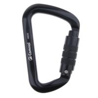 28KN อลูมิเนียมปีนเขาปีนเขา D Type Carabiner Black Auto Lock