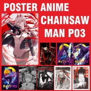 Poster Chainsaw Man, chống nước, sẵn keo lột dán, Aki Hayakawa, Makima
