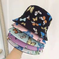 {You have a hat}หมวกกันแดดกันแดดหมวกชาวประมงสองด้านพิมพ์ลายผีเสื้อสำหรับฤดูใบไม้ผลิและฤดูร้อน