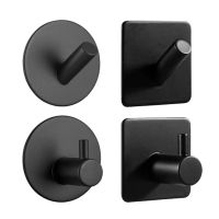 【YF】 Black Wall Hooks for Clothes Stainless Steel Towel Keys Hanger Mount 3M Adhesive Storage Hook