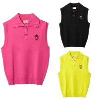 ✗ↂ Women 39;s Golf Apparel 23 New Early Spring Polo Half Buckle Knitted Vest Golf Wear for Women