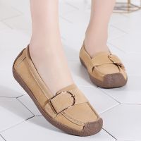 New Fashion Women Suede Loafers Rounded Toe Flats Slip on Casual Shoes