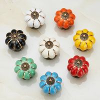 Cabinet Knobs Pumpkin Ceramic Handles Single Hole Closet Door Handles Cabinet Handles with Screws Furniture Handles Drawer Pulls