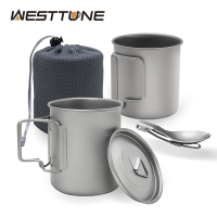 Camping Mug Titanium Cup And Spoon Set, Tourist Tableware, Picnic Utensils, Outdoor Kitchen Equipment, Cooking Set Cookware