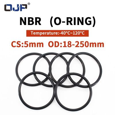 NBR O Ring Seal Gasket Thickness CS5mm OD18-250mm Wear Resistant Automobile Petrol Nitrile Rubber O-Ring Waterproof Black Gas Stove Parts Accessories
