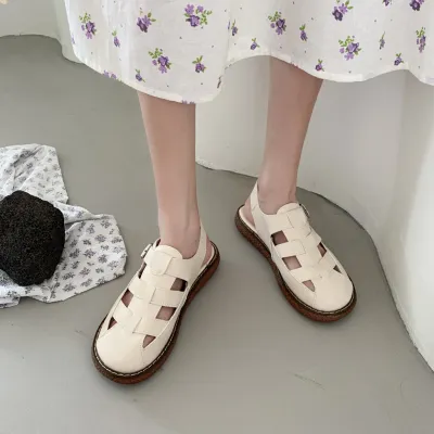 รองเท้าแตะ รองเท้า แฟชั่น หัวโต รองเท้าหัวโตของญี่ปุ่นรองเท้าแตะนักเรียนสไตล์ศิลปะโมริหญิง พื้นหนา