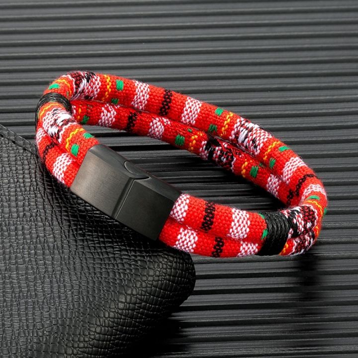 mkendn-surfer-rope-men-woven-double-layer-design-beach-jewelry