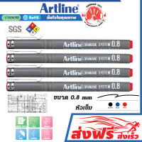 ปากกาเขียนแบบชุด 4 ด้าม ขนาดเส้น 0.05 - 0.8 มม. (สีแดง) ปากกาตัดเส้น ตีเส้น วาดภาพ อาร์ทไลน์ หมึกกันน้ำ100% เซ็นชื่อ เอกสาร กระดาษไข