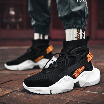 Men Sneakers Casual Shoes Lightweight Running Shoes Outdoor Trainers Man Sock Shoes High Top Sporting Shoes Breathable Flats Men