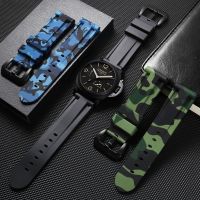 ▶★◀ Suitable for rubber watch straps Suitable for Panerai 441 watch strap mens Bernis waterproof camouflage silicone wrist strap 24 26mm22