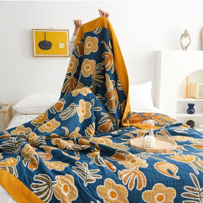 ผ้าโปร่งเครื่องปรับอากาศผ้าห่มผ้าฝ้ายบริสุทธิ์5ชั้นผ้าเช็ดตัวสุดนุ่มผ้าคลุมเตียงผ้านวมคลุมเตียง