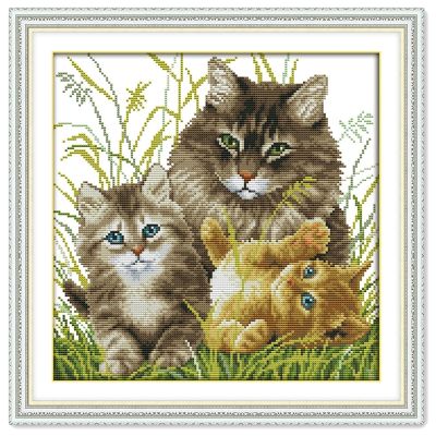 【CC】 family cross stitch kit 14ct 11ct count print stitches embroidery handmade needlework