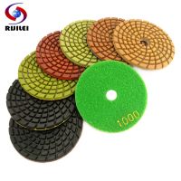 RIJILEI 7PCS 4inch diamond polishing pads thick 4mm Wet Diamond concrete floor polishing pad for marble stone Grinding Discs