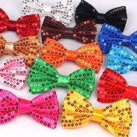 ☊ Fashion Bow Tie For Men Women Classic Sequins Bowtie For Wedding Party Bowknot Adult Mens Bowties Cravats Yellow Tie