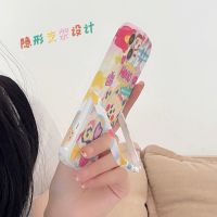 ภาพวาดสีน้ำมันหมีเคสโทรศัพท์มือถือสำหรับแอปเปิ้ล11/12 Iphone13ซิลิโคน14pro Max ขาตั้งที่มองไม่เห็นสำหรับผู้หญิง Xs