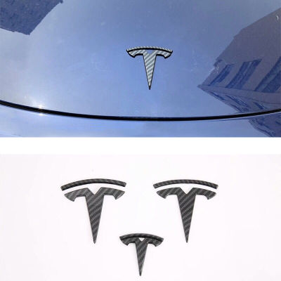 Car Logo Cover Sticker For Tesla Model 3 ABS Carbon Fiber Steering Wheel Hood Back Trunk Logo Emblem Decals Stickers Accessories