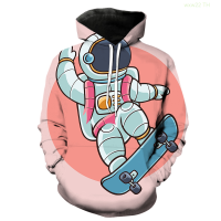 New Cartoon Astronaut Skateboard Mens Hoodies Fashion Casual Oversized Teens with Hood Jackets Spring Cool Streetwear Hip Hop Tops popular