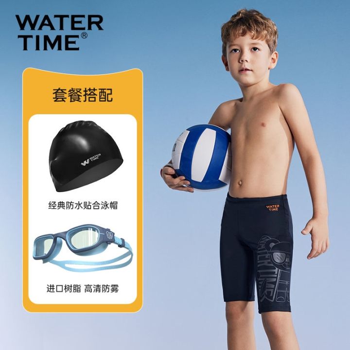 swimming-gear-watertime-childrens-swimming-trunks-boys-middle-and-large-children-sun-protection-and-anti-chlorine-five-point-professional-training-youth-swimming-trunks