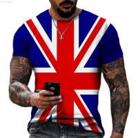 2023 NEW Casual T-shirt, Short Sleeve, Printed with the Flag of the United Kingdom, Color Block Pattern, Slim, Fashionable Mens Clothing. fashion