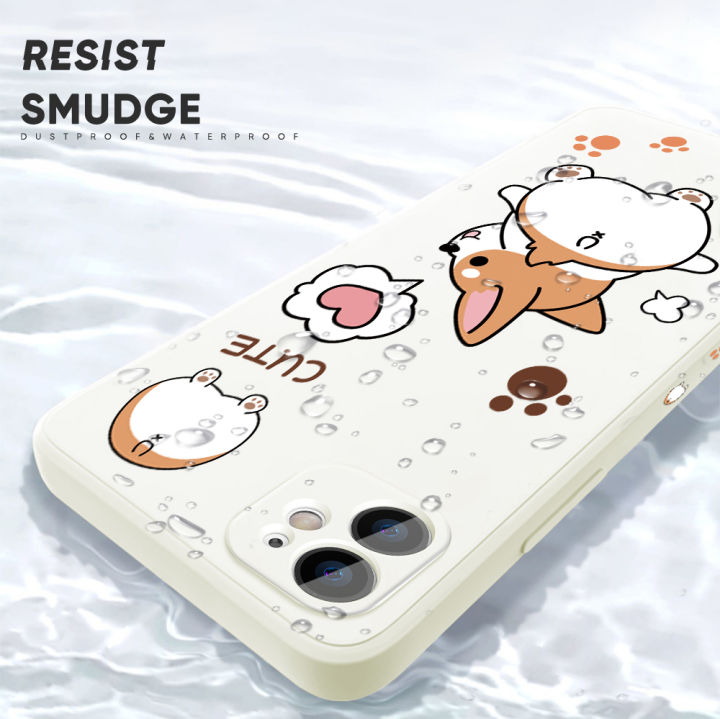 เคส-ggk-สำหรับ-realme-c30s-การ์ตูนน่ารักเคสโทรศัพท์ดีไซน์รอยเท้าสุนัขลายการ์ตูนเวลช์คอร์กี้เพ็มการ์ตูนขอบสี่เหลี่ยมปลอกซิลิโคนของเหลวเคสป้องกันกล้องคลุมทั้งหมด