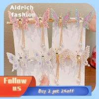 ALDRICH FASHION อุปกรณ์เสริมผม สำหรับจัดแต่งทรงผมผู้หญิง ปิ่นปักผมพู่ผีเสื้อที่สง่างาม ชุดคลุมศีรษะ คลิปผมเงางาม กิ๊บติดผมบินได้ กิ๊บผีเสื้อพู่