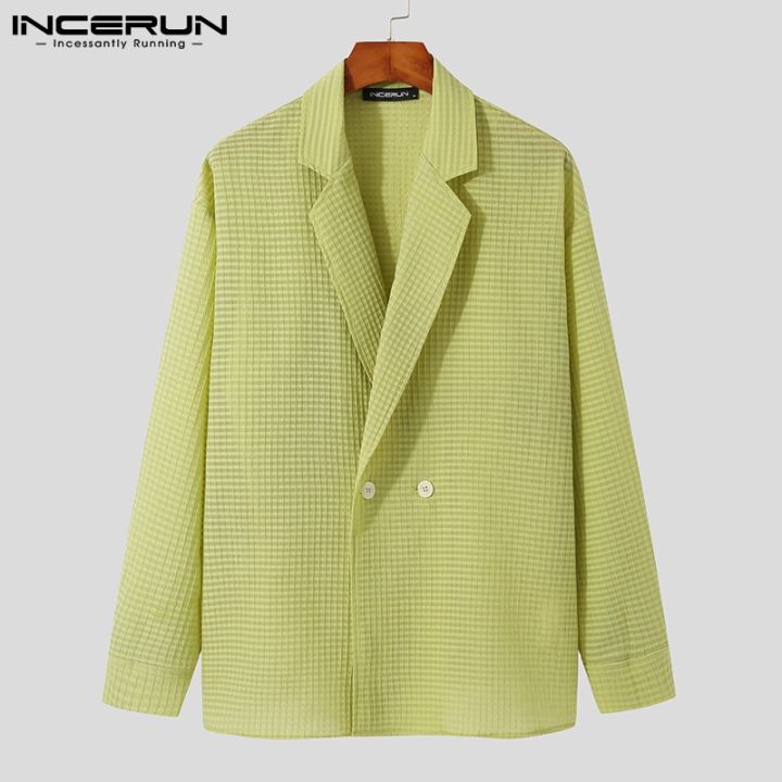 incerun-เสื้อสูท-แขนยาว-สีพื้น-ทรงหลวม-แฟชั่นสําหรับผู้ชาย