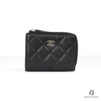 NEW CHANEL TRI FOLD WALLET SHORT BLACK WITH ZIPPY CAVIAR SHW