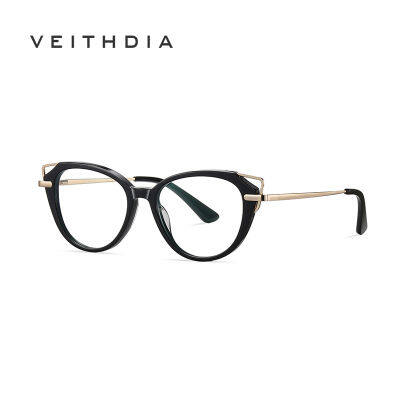 VEITHDIA แผ่นป้องกันแสงสีฟ้าตาแมวแฟชั่นใหม่,BJ9215กรอบแว่นตาใส่ได้ทั้งชายและหญิงกรอบโลหะ