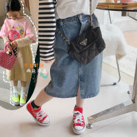 Spring summer girls skirt 2022 split denim skirt vintage retro high waist A-line toddler kids clothes jeans skirts 2 to 12 yrs