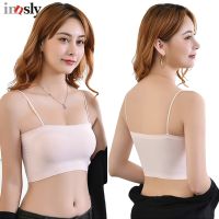 Innsly Women Seamless Tube Tops Push Up Invisible Bra Removable Padded Full Cup Thread Strap Top