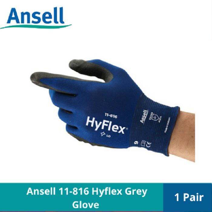 Ansell 11816 Hyflex Nylon Glove with Grey Foam Nitrile Coating comfort